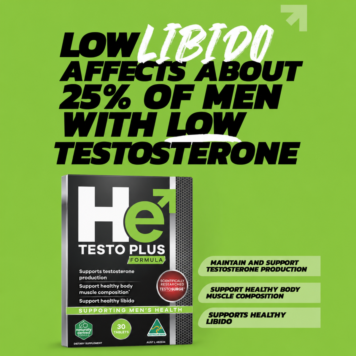 He Testo Plus Formula - 30 Tablets